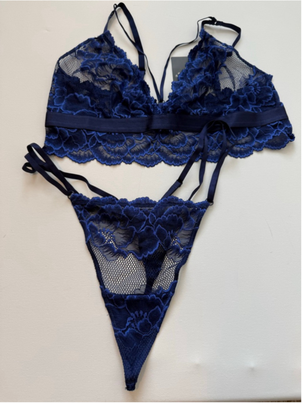 Women's Lovehoney Lustful Liaison One Size Plus Blue Lace Bra Set